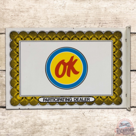 Chevrolet OK Participating Dealer Double Sided Tin Flange Sign w/ Logo