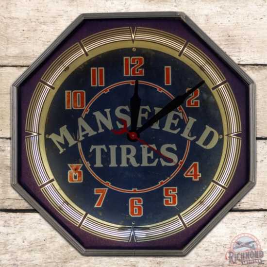 Mansfield Tires 18" Octagon Neon Advertising Clock