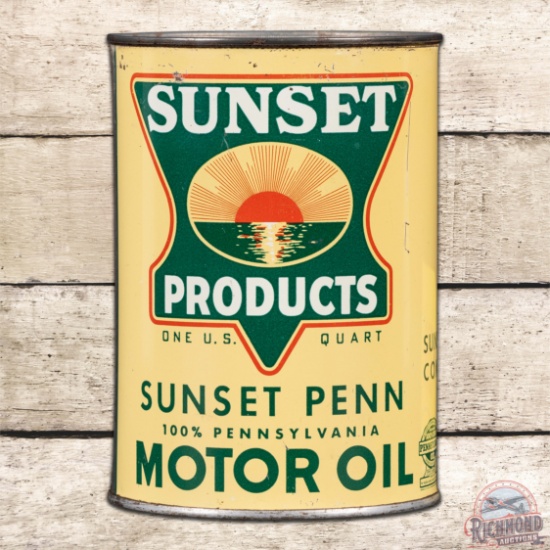 Scarce Sunset Penn Motor Oil 1 Quart Metal Can w/ Logo California