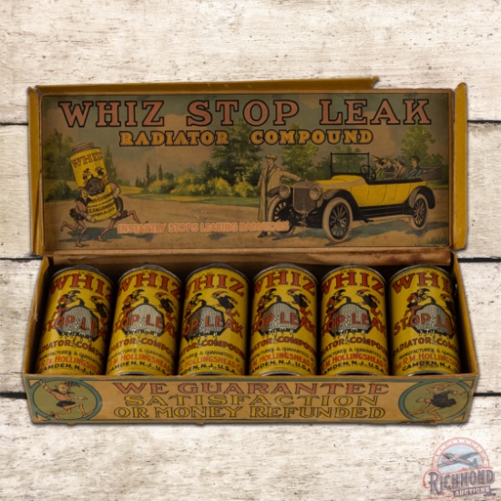 Whiz Stop Leak Radiator Compound Advertising Display Box w/ 6 Original Cans
