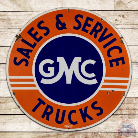 GMC Trucks Sales & Service 42" Double Sided Porcelain Sign