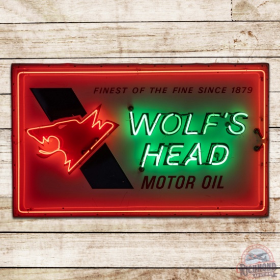 1974 Wolf's Head Motor Oil Neon Sign