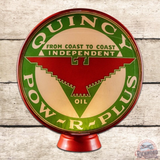Rare Quincy Pow R Plus Independent Gasoline 15" Single Lens w/ LP Metal Body Gas Pump Globe