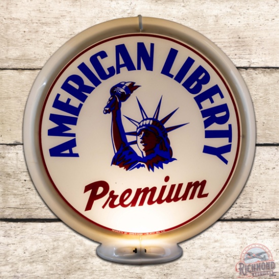 American Liberty Premium Gasoline 13.5" Capco Gas Pump Globe w/ Statue of Liberty