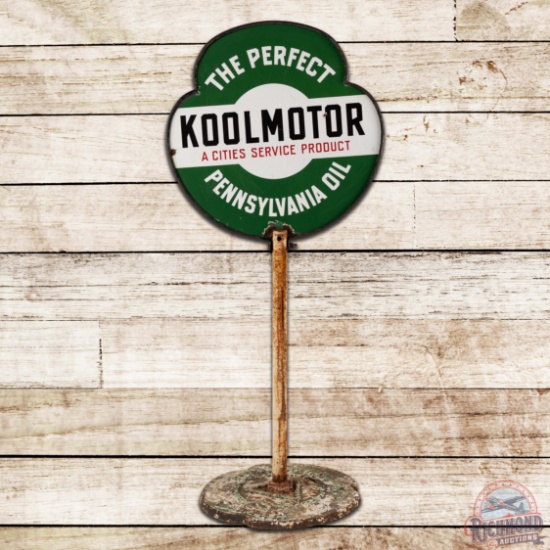 Cities Service Koolmotor The Perfect Pennsylvania Oil Die Cut Double Sided Porcelain Curb Sign