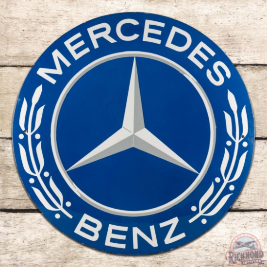 Amazing Mercedes Benz 23.5" Single Sided Porcelain Convex Sign w/ Logo
