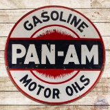 Rare Pan-Am Motor Oils 6' Single Sided Porcelain Sign w/ Frame
