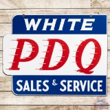 Exceptional White PDQ Trucks Sales & Service Die Cut Double Sided Porcelain Sign