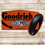 Fantastic Goodrich Colombes Die Cut Double Sided Porcelain Flange Sign w/ Tire & Arrow