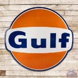 Amazing Gulf Gasoline Service Station 6' Die Cut Single Sided Porcelain Sign