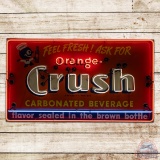 Orange Crush Carbonated Beverages Emb. Single Sided Tin Neon Sign w/ Crushy