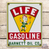 Outstanding Life Gasoline Single Sided Porcelain Pump Plate Sign