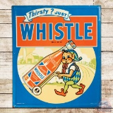 Thirsty? Just Whistle Emb. Single Sided Tin Sign w/ Elf & Bottle