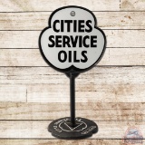Cities Service Oils Double Sided Porcelain Curb Sign w/ Base
