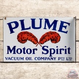 Plume Motor Spirit Vacuum Oil Company Double Sided Porcelain Flange Sign w/ Logo