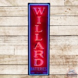 1957 Willard Batteries Emb. Single Sided Tin Neon Sign
