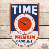 Superb Time Premium Gasoline Single Sided Porcelain Pump Plate Sign