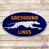 Excellent Greyhound Bus Lines Die Cut Double Sided Porcelain Sign w/ Logo