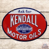 Ask for Kendall Motor Oils Double Sided Porcelain Sign w/ Seal