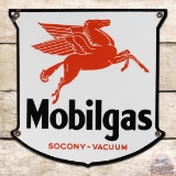 Rare Mobilgas Socony-Vacuum Single Sided Porcelain Truck Door Sign w/ Pegasus 