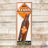 Drink Orange Crush 4' Vertical Emb. Single Sided Tin Sign w/ Krinkle Bottle & Crushy