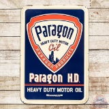 Paragon Heavy Duty Motor Oil Emb. Single Sided Tin Sign w/ Logo