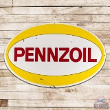 Pennzoil Gasoline 7' Double Sided Porcelain ID Sign