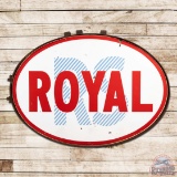 1968 Royal Gasoline 7' Double Sided Porcelain ID Sign w/ Ring