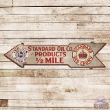 Scarce Standard Red Crown Products Die Cut Wooden Arrow Sign w/ Logos
