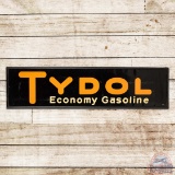 NOS Tydol Economy Gasoline Horizontal Single Sided Tin Sign w/ Wooden Frame