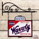 Waverly All Pennsylvania Motor Oil Die Cut Double Sided Porcelain Sign w/ Frame & Hanger