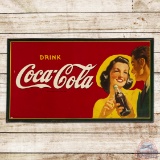 1942 Drink Coca-Cola Single Sided Tin Sign w/ Couple & Bottle