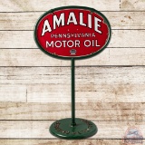 Amalie Pennsylvania Motor Oil Double Sided Porcelain Curb Sign w/ Base