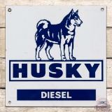 Husky Diesel Single Sided Porcelain Pump Plate sign