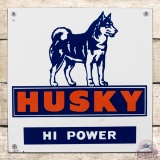 Husky Hi Power Single Sided Porcelain Pump Plate Sign