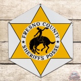 Outstanding Fresno County Sheriff's Posse Single Sided Porcelain Sign w/ Horse & Rider