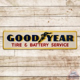 1956 Goodyear Tire & Battery Service Emb. Single Sided Tin Sign w/ Wingfoot
