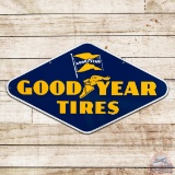 Superb Goodyear Tires Double Sided Porcelain Sign w/ Flag & Wingfoot