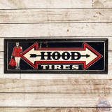 Hood Tires Horizontal 5' Single Sided Tin Sign w/ Flag Man