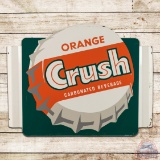 Orange Crush Carbonated Beverage Die Cut Single Sided Tin Sign w/ Bottlecap