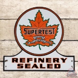 Terrific Supertest Refinery Sealed Motor Oil Die Cut Double Sided Porcelain Sign w/ Maple Leaf Logo