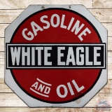 Early White Eagle Gasoline and Oil Double Sided Porcelain Sign