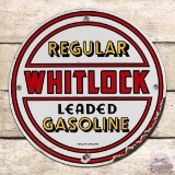 Whitlock Regular Leaded Gasoline Single Sided Porcelain Pump Plate Sign