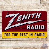Zenith Long Distance Radio 5' Single Sided Porcelain Sign