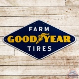 Superb Goodyear Farm Tires 4' Single Sided Porcelain Sign w/ Wingfoot Logo