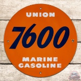 Union 7600 Marine Gasoline Single Sided Porcelain Pump Plate Sign