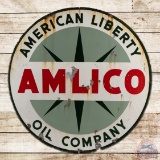 Amlico American Liberty Oil Company 6' Double Sided Porcelain ID Sign