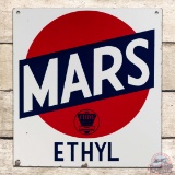 Mars Ethyl Gasoline Single Sided Porcelain Pump Plate Sign w/ Logo