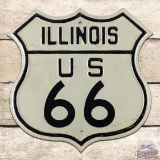 Historic Illinois Route 66 Emb. Single Sided Tin Route Shield Road Sign