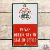 Flying A Associated Certified Clean Comfort Stations Please Obtain Key In Office SS Porcelain Sign